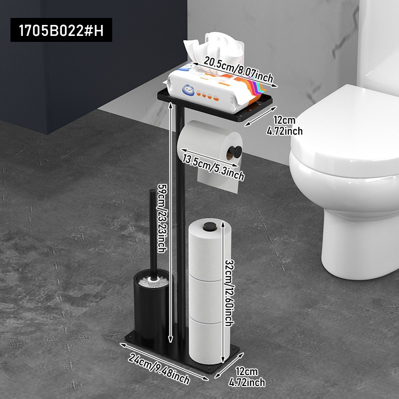 Rack de toallas de piso, estante de toallas de baño doméstico, estante de almacenamiento multifuncional de papel de rollo de inodoro, estante de teléfono móvil de inodoro