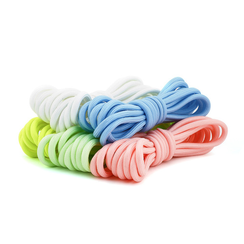 4mm round luminous fluorescent polyester color shoelaces cross-border multi-color colorful jewelry rope sports shoelaces
