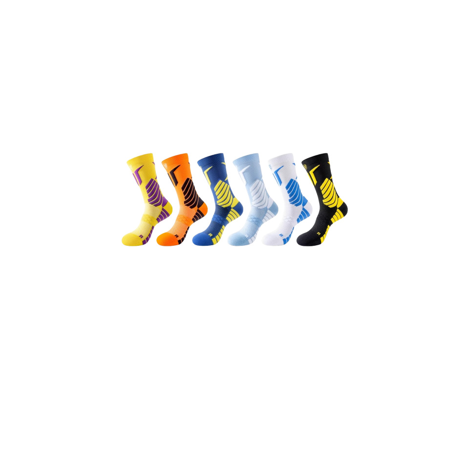 Chaussettes de basketball pour hommes, style professionnel, semelle en tissu éponge épais, longue durée, absorbant la transpiration, pour joueurs d'élite._voghion.com