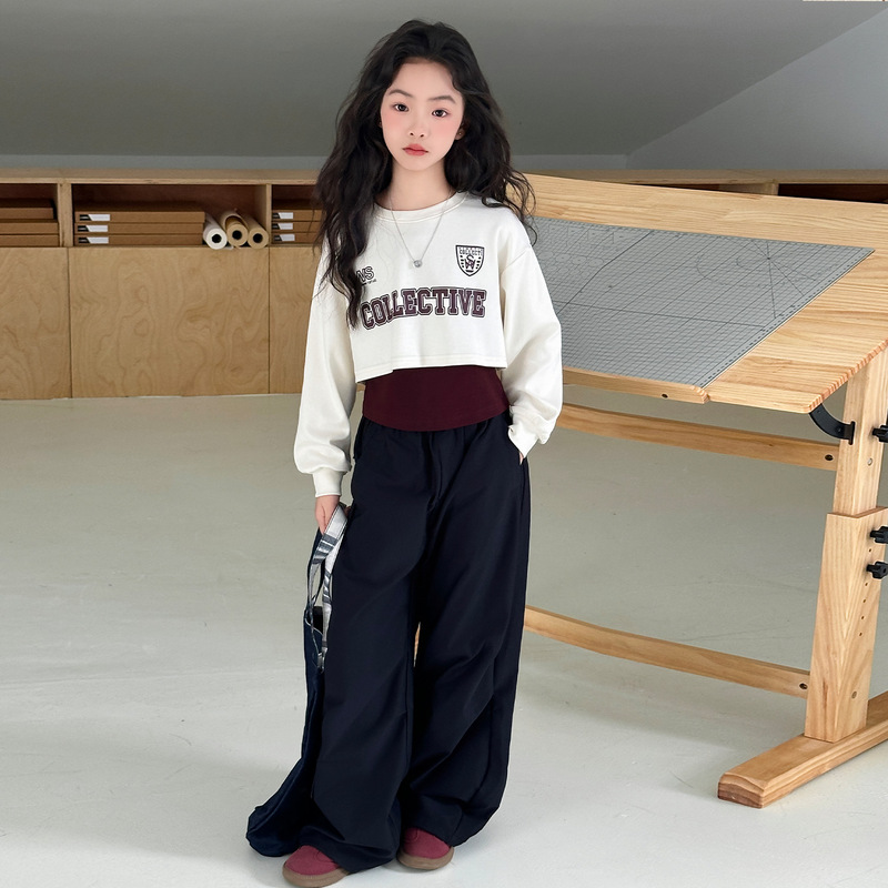 女童秋季卫衣套装2025新款女大童假两件上衣儿童洋气运动秋装衣服|undefined