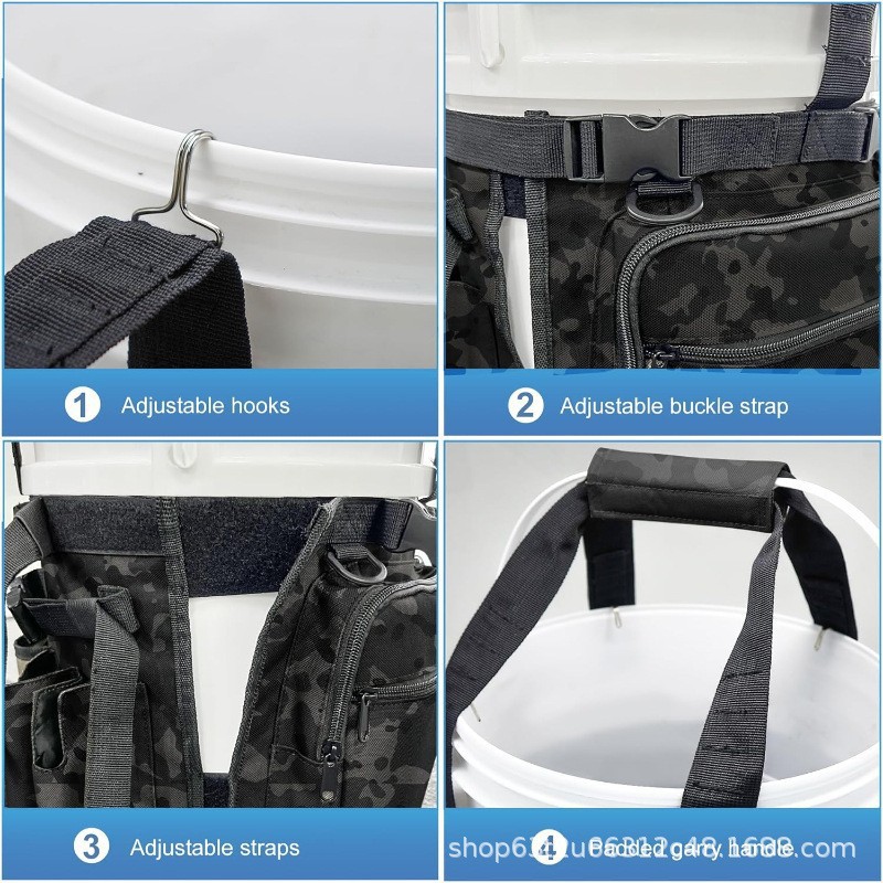 Bolsa de almacenamiento de barril de pesca Bolsa de equipo de pesca con soporte de línea y pinzas Bolsa de barril de pesca multibolsillo image 4