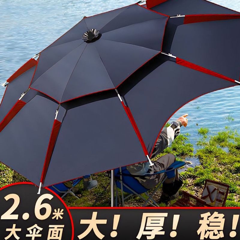 Outdoor fishing umbrella, large sunshade umbrella, wind-resistant, thickened, rainproof, new model, large size, 2026 upgraded version