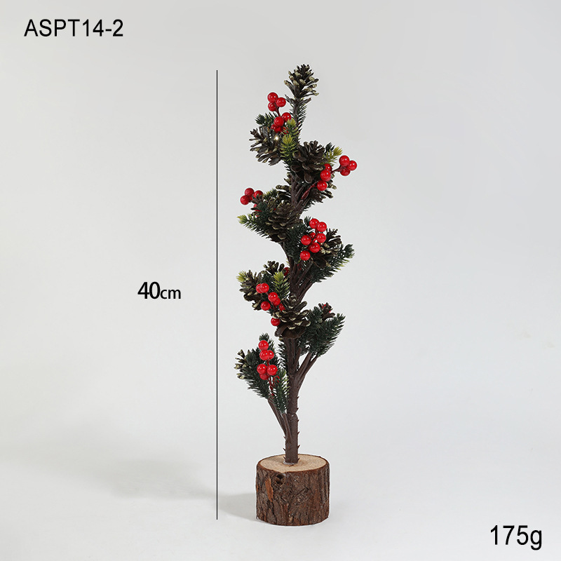 プラスチックシミュレーショングリーン雪ミニ赤い果実クリスマスツリーデスクトップ装飾品小さなクリスマスギフト|undefined