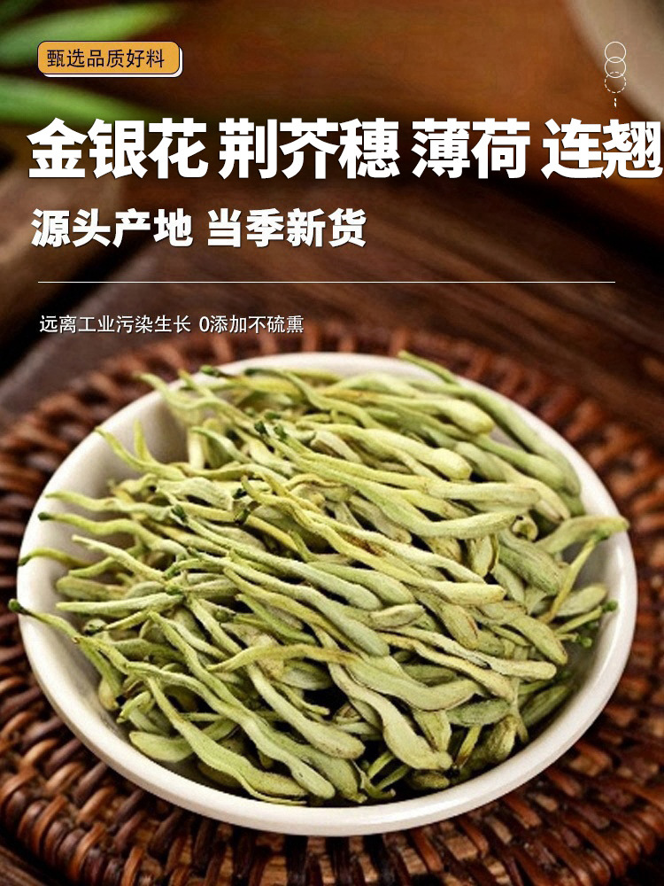 Honeysuckle Jingjie Mint Forsythia Herbal Blend 15g Loose Dried Herbs for Tea and Decoction overview