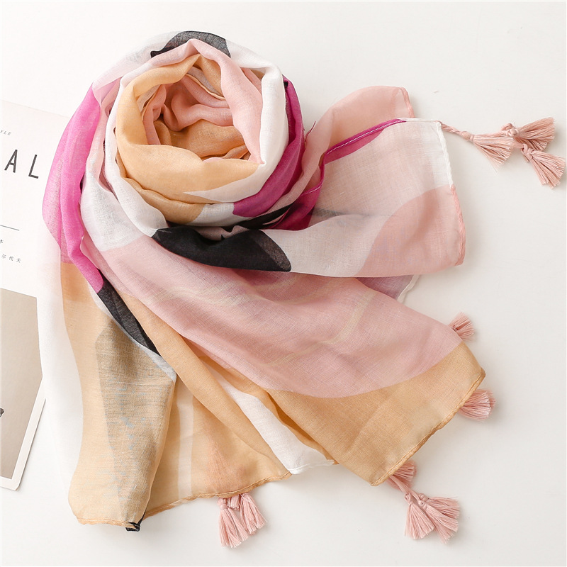 Women'S Gender Women's Vacation Color Block Voile Silk Scarves
