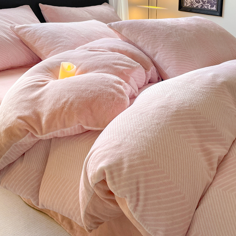 Invierno leche de lana de coral sábanas de cama cubierta de lana de lana de lana 3 dormitorio de tres piezas 4