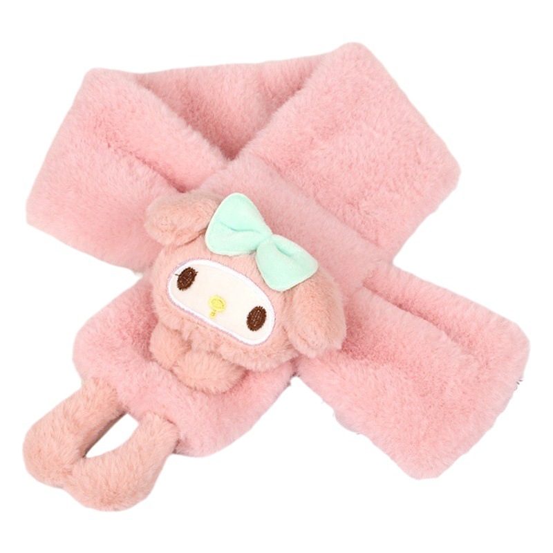 2025 Autumn and Winter Children's Scarf Parent-Child Plush Thickened Imitation Rabbit Fur Baby Neck Warmer Cartoon Korean Style Warm Scarf