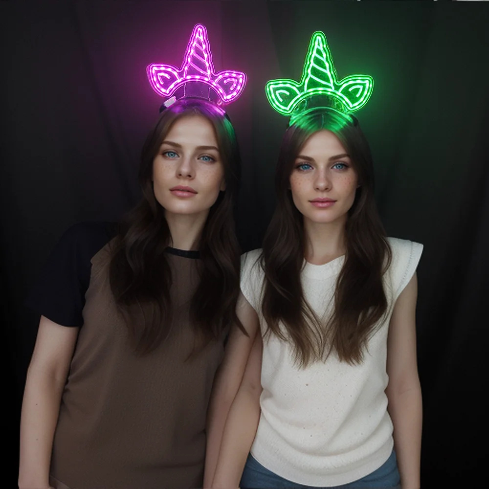 LED luminoso unicornio banda de cabello suministros de fiesta para niños adultos festivales decoración banda de cabello LED flash accesorios para la cabeza