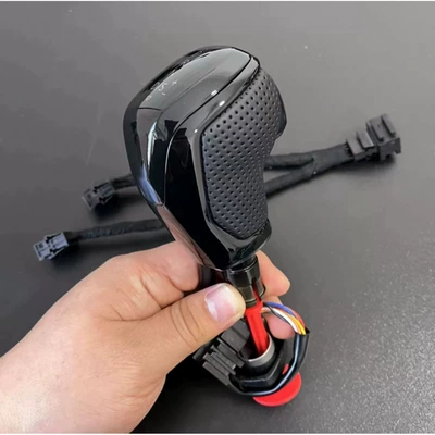 Electronic Gear Knob Cc Golf | Sürətlər qutusu və əl tormozu başlıqları - painted-and-punched-genuine-leather-white-light
