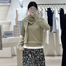ed高圆圆同款三角巾披肩两件套毛衣女 2025年秋季通勤针织衫上衣
