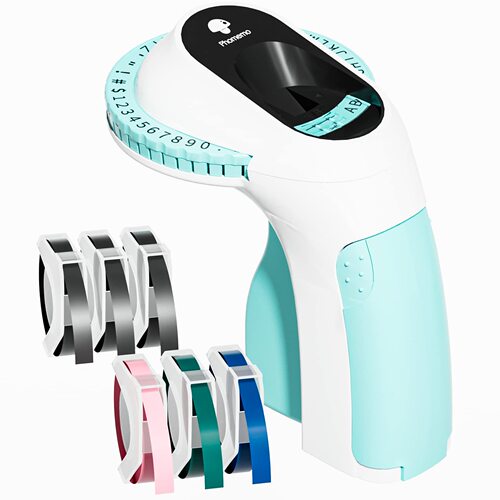 phomemo E975 portable label machine home handheld push-type plastic embossed ribbon label printer