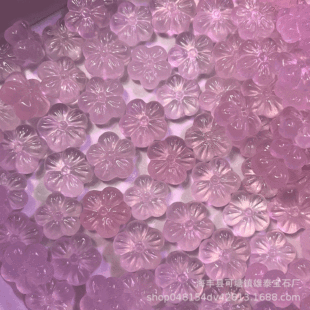 Pink Crystal Cherry Blossom Pendant Pink Crystal Fat Flower Pendant Five Petal Pink Crystal DIY Hand Rope Woven Crystal Accessories