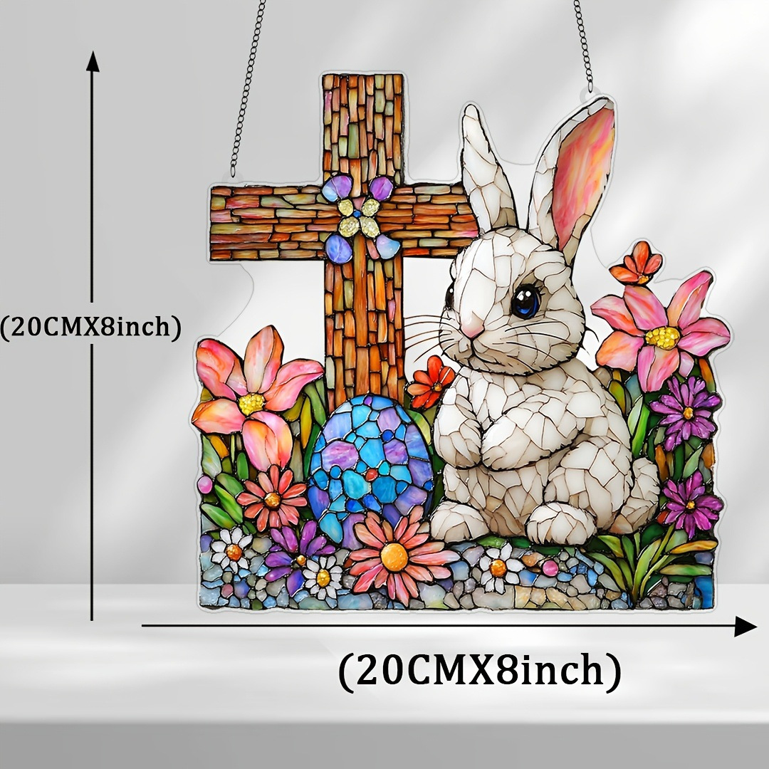 Nuevo conejo transfronterizo de Pascua acrílico menú decoración porche interior y exterior colgante de pared
