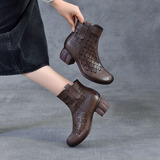 以一 Летние кожаные короткие сапоги для матери, воловья кожа, мягкая подошва