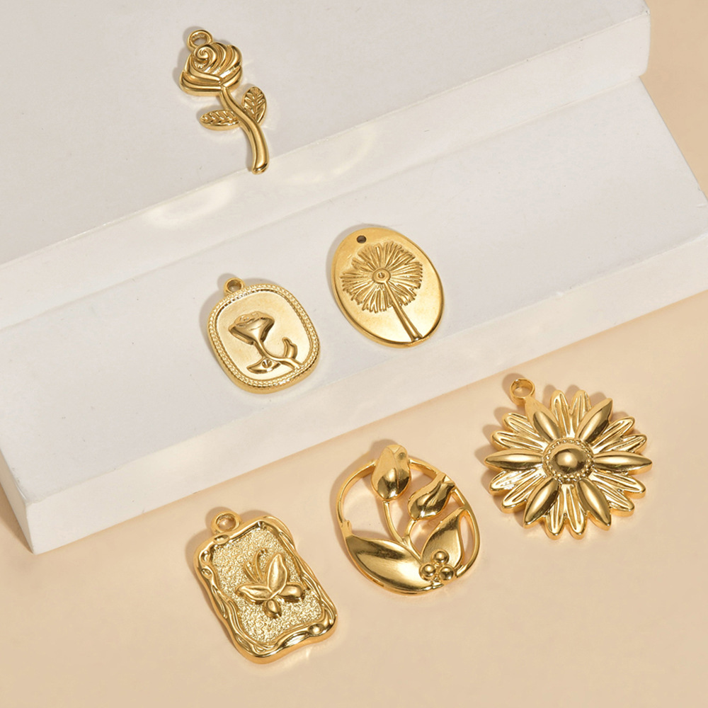 Simple Style Style 10 PCS/Package Stainless Steel Rose Flower Butterfly Pendant