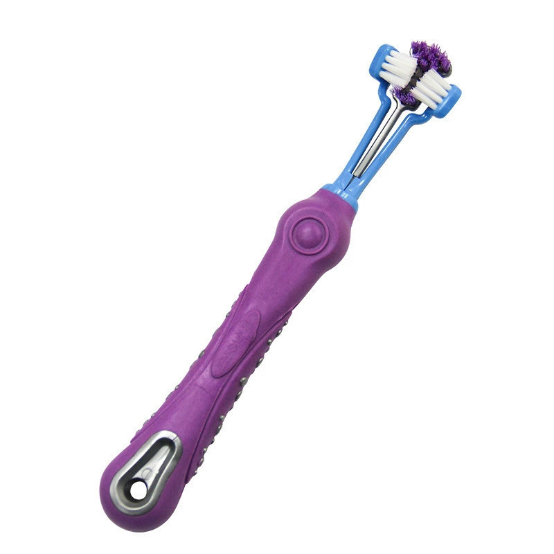 Productos para mascotas de explosión transfronteriza cepillo de dientes de tres extremos cepillo de dientes tridimensional cepillo de dientes multiángulo cepillo de dientes oral para perros y gatos image 6