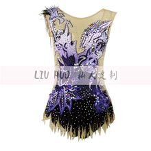 LIUHUO新款艺术体操服健美比赛技巧服女专业表演定制竞技装紫黑