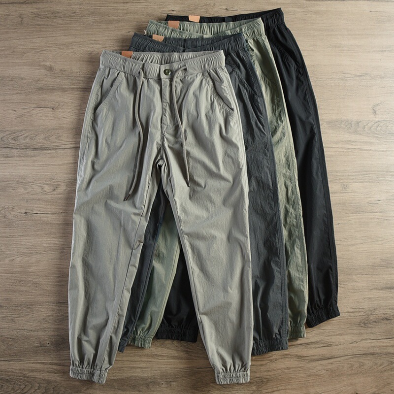 Summer Men's New Casual Jogger Pants, Simple and Loose Fit, Cropped Length, Trendy Summer Men's New Casual Jogger Pants, Simple and Loose Fit, Cropped Length, Trendy
