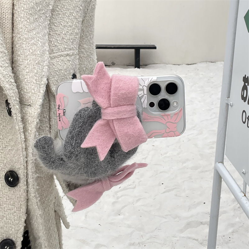 Coque coréenne simple à nœud papillon et étoiles pour iPhone 17/16 Pro Max/15/14, motif cœur girly_voghion.com