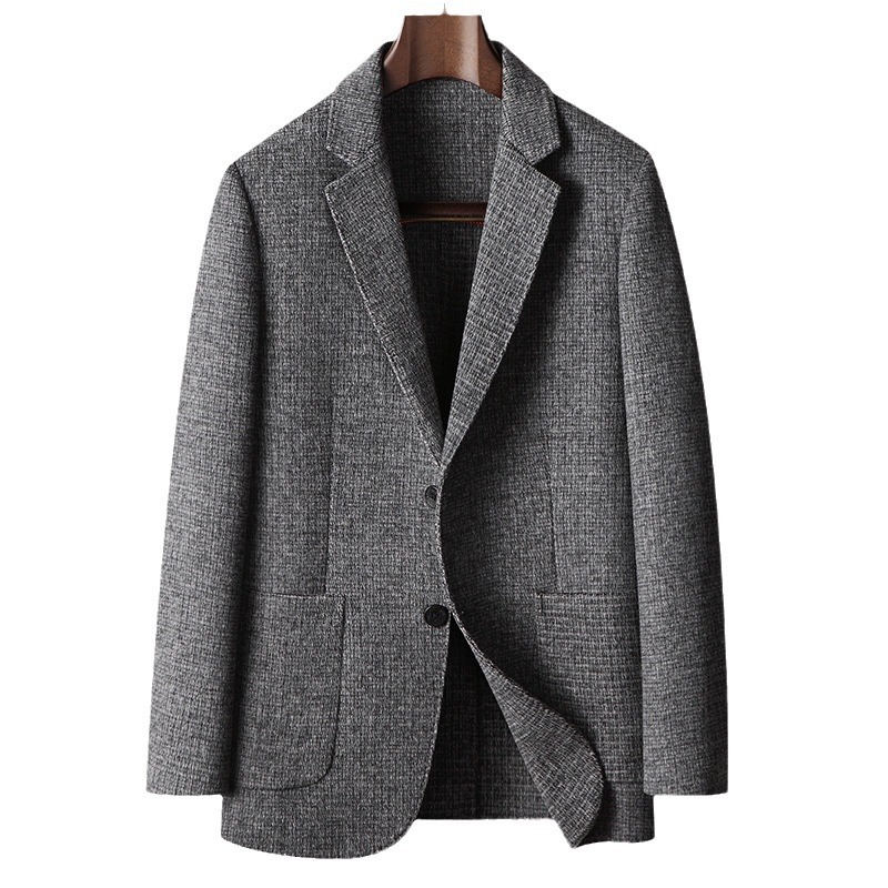 Men's Clothing wool light luxury business single middle aged and young people solid color double sided wool suit jacket_voghion.com