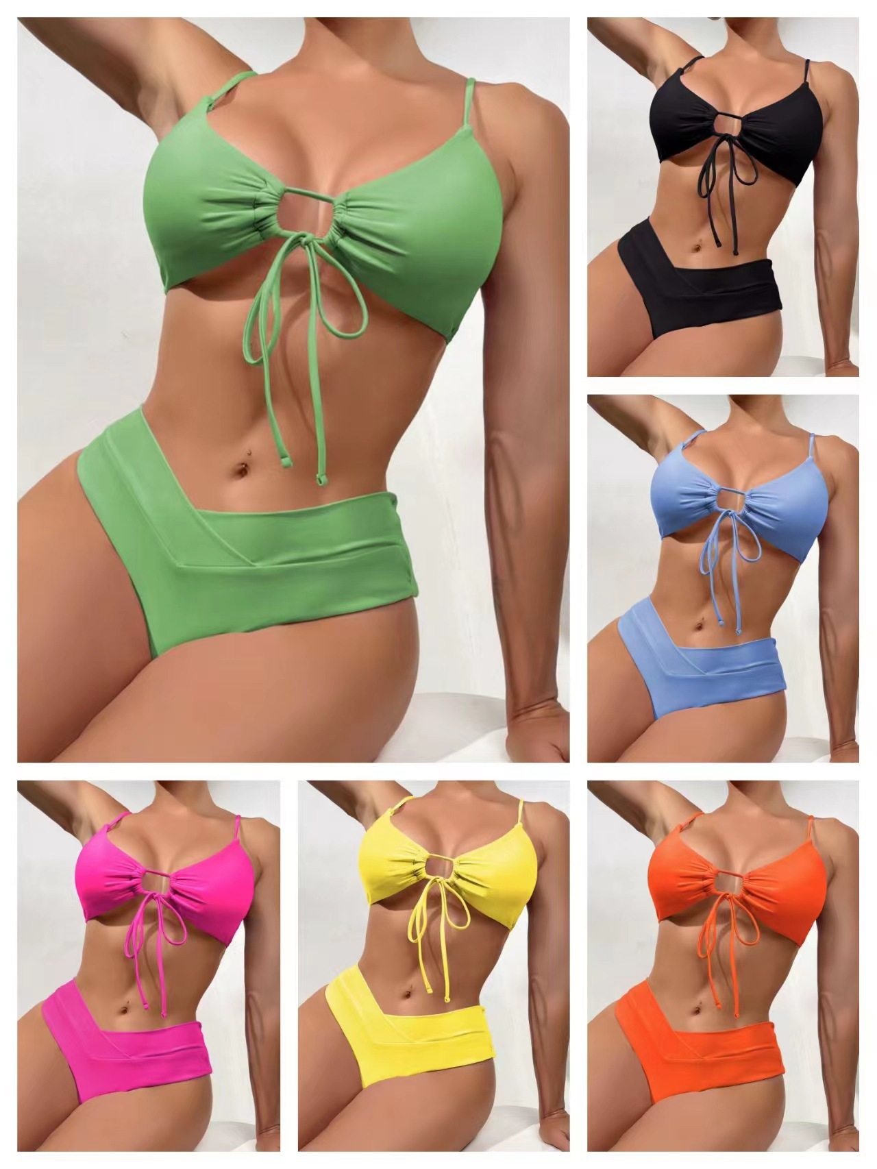 2023 nuevo bikini europeo y americano Comercio exterior multicolor encaje sexy bikini split traje de baño bikini traje de baño