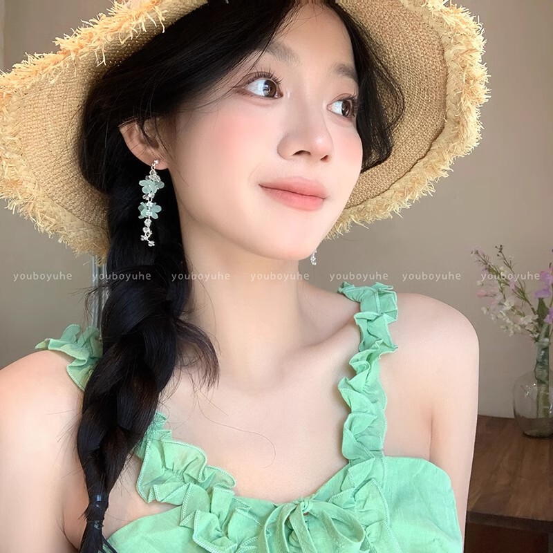 温柔风花朵锆石流苏耳环女轻奢高级感独特设计精致耳钉夸张耳饰品|undefined
