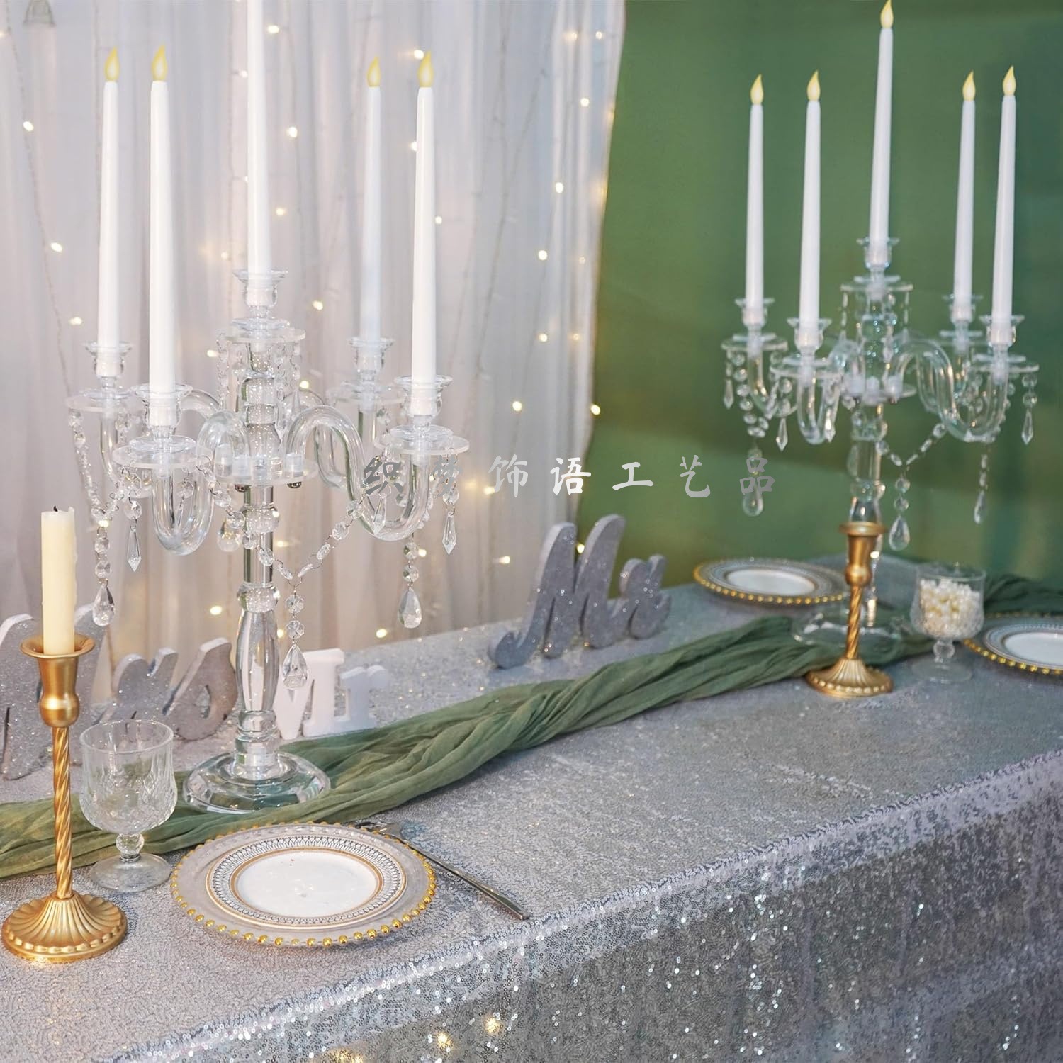 Luxury acrílico ligero europeo candelabros de cinco cabezas propósitos de boda fiesta de boda hotel restaurante occidental decoración de mesa