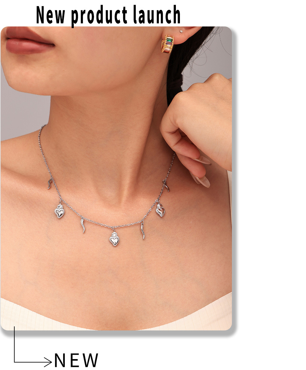 Square Sugar Stainless Steel Necklace And Bracelet Jewellery Set_voghion.com