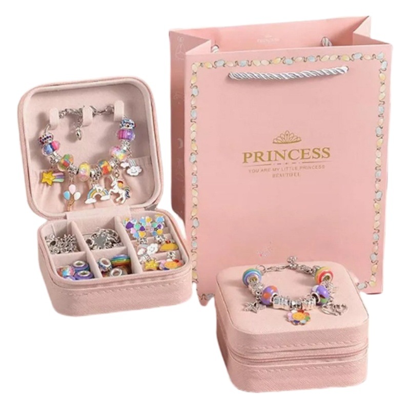 Cross-border Amazon spot colorful crystal beaded bracelet diy children's jewelry unicorn gift box jewelry set