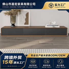 隐藏式落地柜高端客厅家用收纳柜子现代木面电视柜时尚简约储物柜