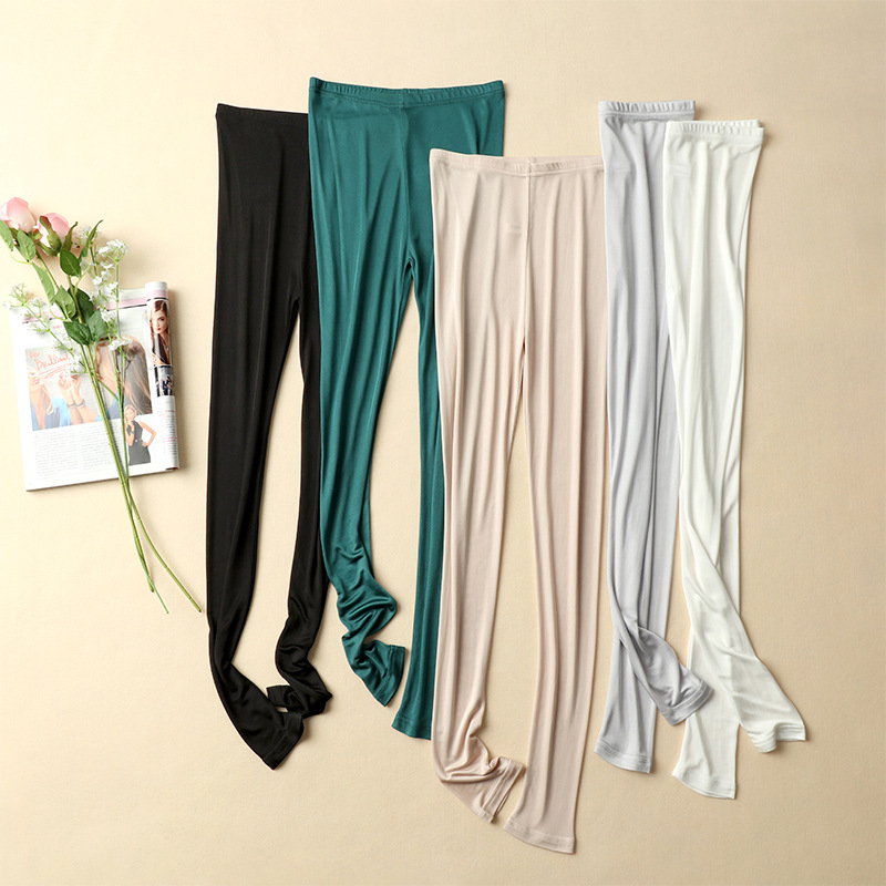 真丝桑蚕丝针织九分裤打底裤小脚口修身大码透气薄款夏季新款女士