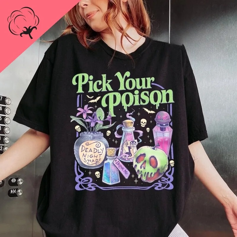 Disney Villains Choose Your Poison Retro Shirt Villains Halloween T-Shirt Kuzco Poison Apple Spooky