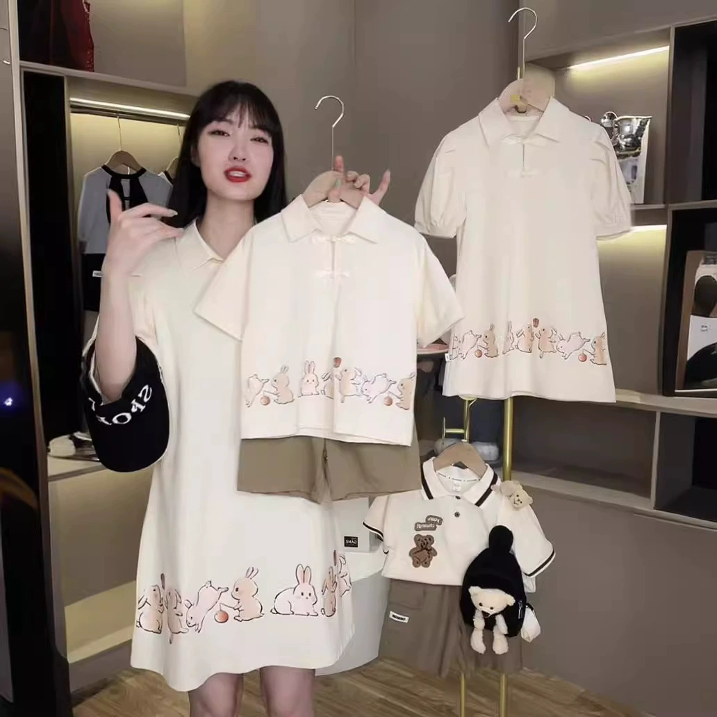 Chinese rabbit, polo, dress, Chinese style, family style