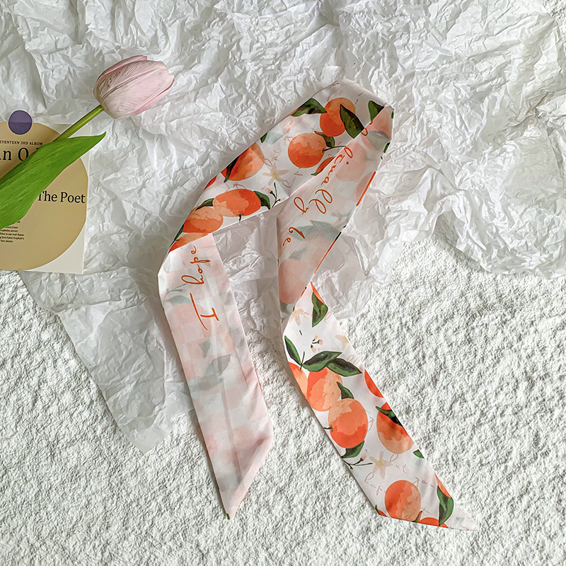 Bufanda de seda, banda larga, sensación de alta calidad, nuevo estilo, cuello, bufanda pequeña, serie de frutas, pañuelo para el cabello, cinta para el cabello
