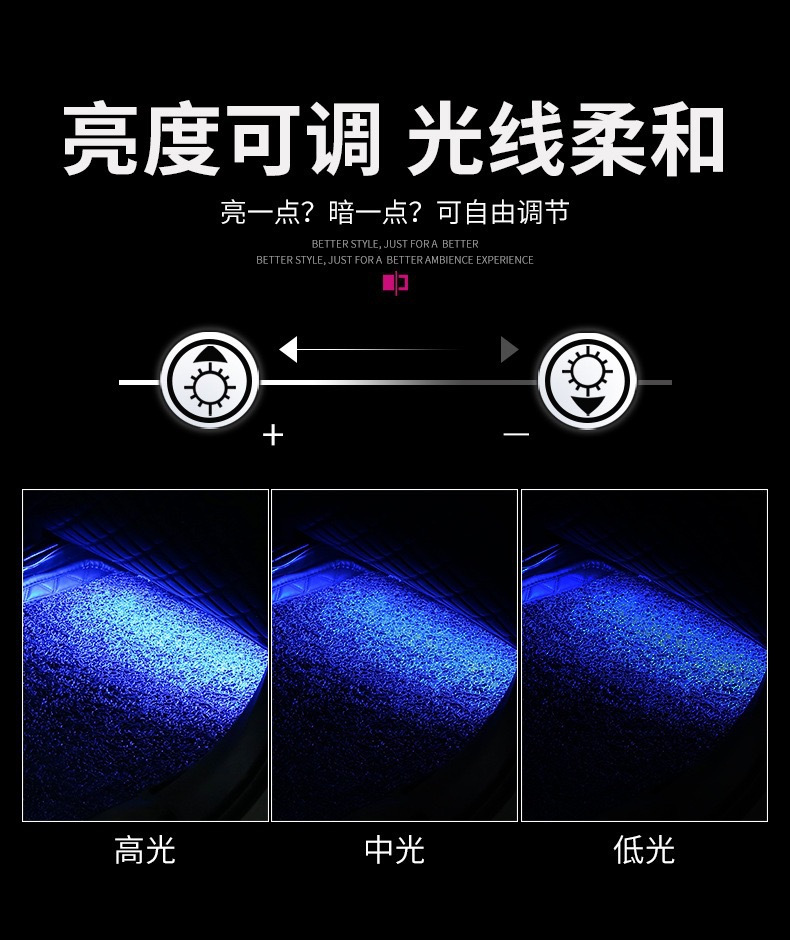 Cross-Border Wholesale Car Ambient Lighting Interior Modification Car Led Music Sound-Controlled Atmosphere Footwell Light Strip USB Wireless