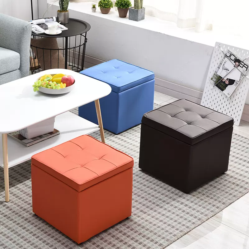 收纳凳换鞋矮凳子时尚客厅沙发凳创意储物凳家用布艺搁脚凳小凳子