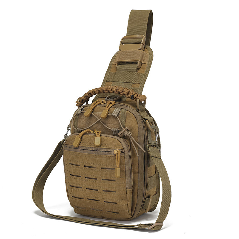 Nueva bolsa de viaje portátil al aire libre de un solo hombro inclinado camuflaje deportivo de campo pequeño pecho bolsa de perforación láser