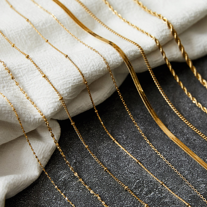 Gypsophila Petals Twist Chain Snake Bone Chain Bamboo O Chain Titanium Steel Gold Plated Bare Chain Necklace 45 50 60cm