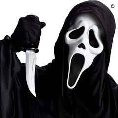 ハロウィーン化粧舞踏会マスク悲鳴白色鬼顔黒布頭アマゾンラテックスパーティー衣装