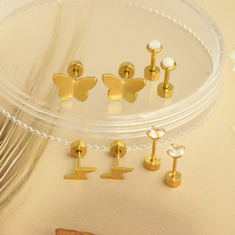 Amazon Hot Sale Stainless Steel Ear Studs Bone Nails Barbell Wafer Earrings Combination Set Body Piercing Jewelry detail image 12