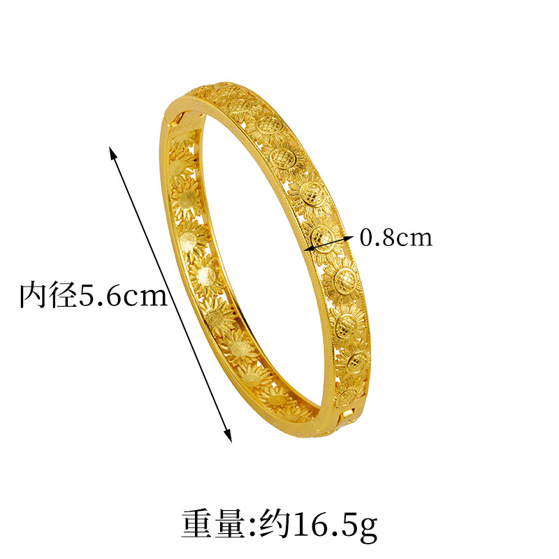 Brazalete de sol de oro Gufasha temperamento femenino China girasol floral brazalete de fichaje fábrica al por mayor