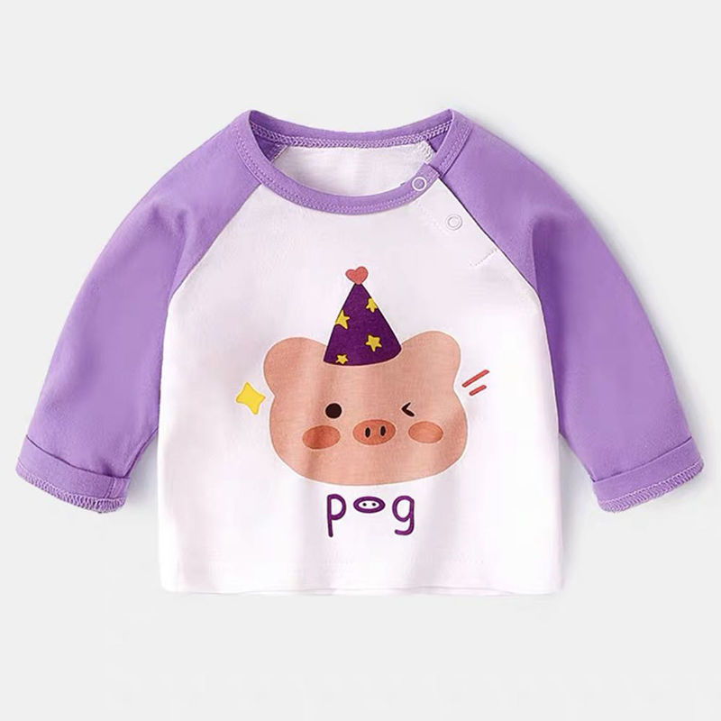 赤ちゃんの春と秋のtシャツの長袖の純綿はかわいいです。