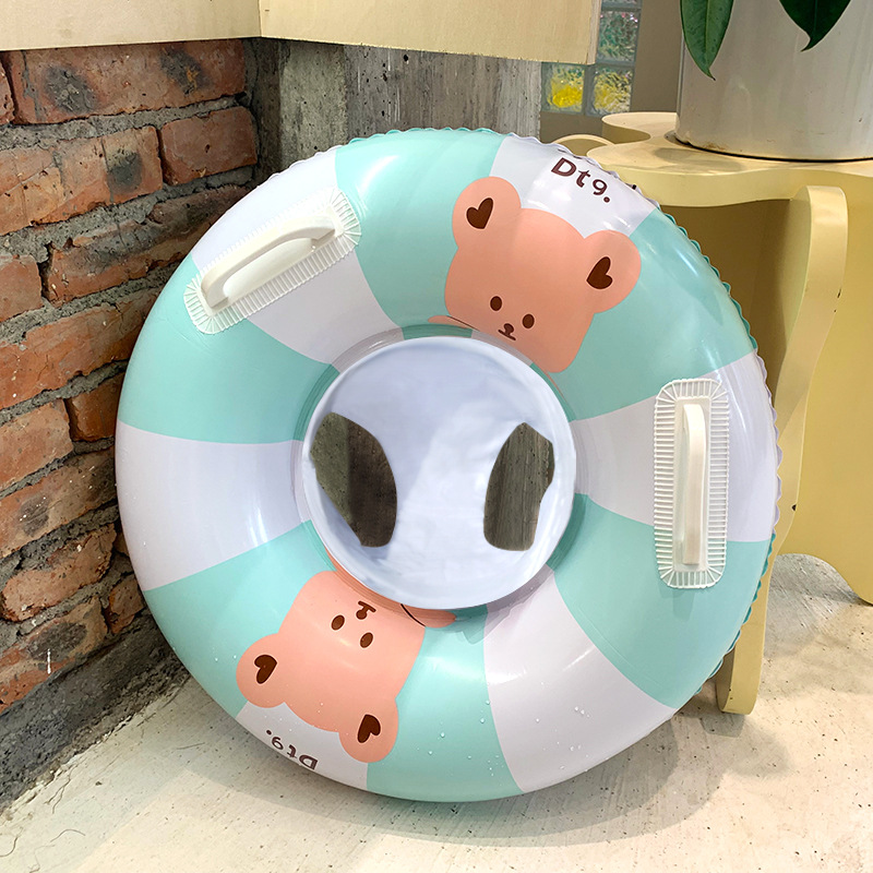 손잡이로 파란색과 흰색 곰 반지 0-4 세