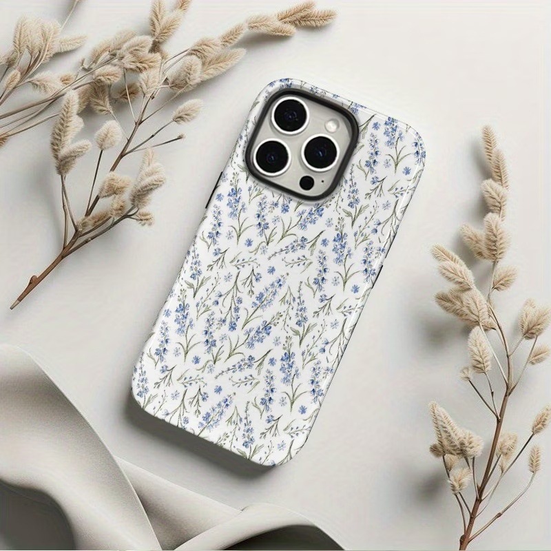 French-Style Elegant Blue Lily of the Valley Creative Magnetic Phone Case for Apple 15/16Pro Heat Transfer Film Protective Cover French-Style Elegant Blue Lily of the Valley Creative Magnetic Phone Case for Apple 15/16Pro Heat Transfer Film Protective Cover