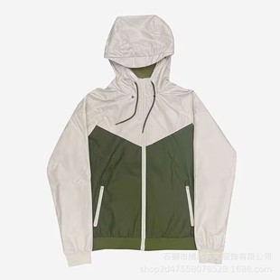 Cross-border Foreign Trade New Sports Windbreaker Men's Thin Breathable Loose Student Running Jacket Color-blocked Casual Hooded Jacket