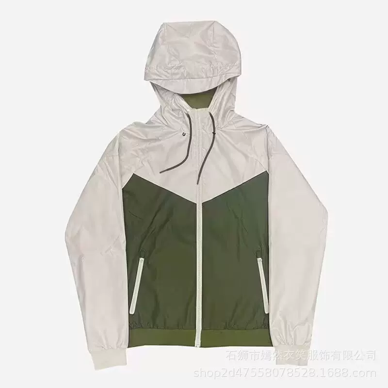 跨境外贸新款运动风衣男薄透气宽松学生跑步夹克拼色休闲连帽外套