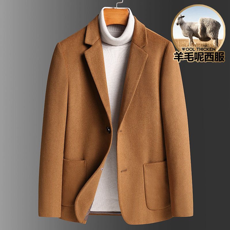 Autumn and Winter New Casual Short Woolen Suit Men's Korean-style Fashionable Slim-fit Woolen Suit Men's Woolen Jacket