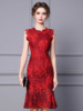 Fashionable and high-end embroidered lace sleeveless fishtail skirt