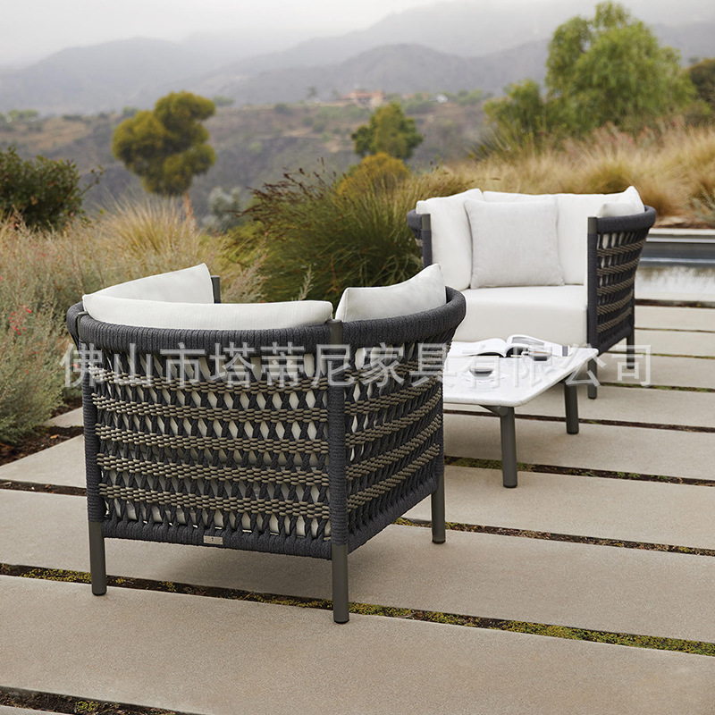 Ratán al aire libre sofá combinación diseñador creativo modelo Estilo nórdico jardín protección solar muebles image 11