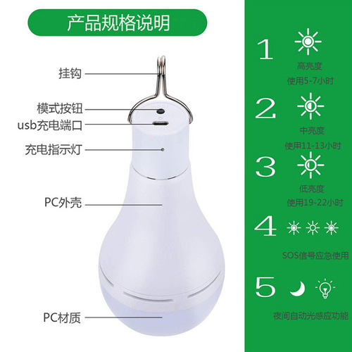 LED solar globe bulb garden light solar remote control light solar spotlight camping night light Christmas light
